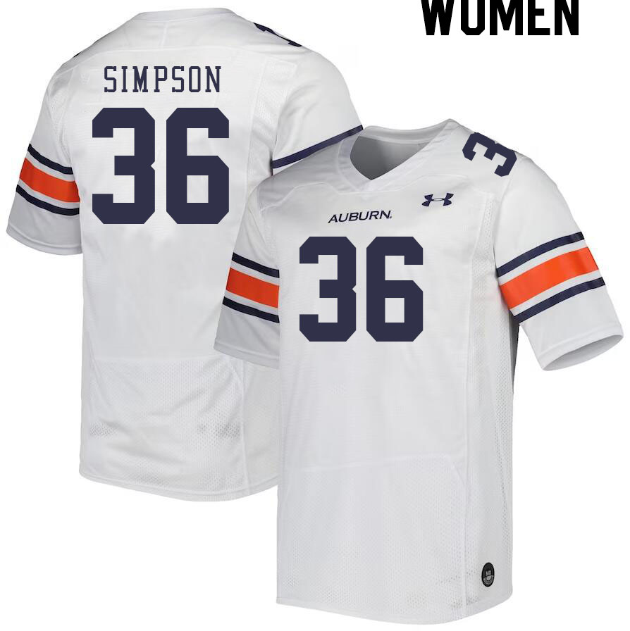 Women #36 Jaylin Simpson Auburn Tigers College Football Jerseys Stitched-White